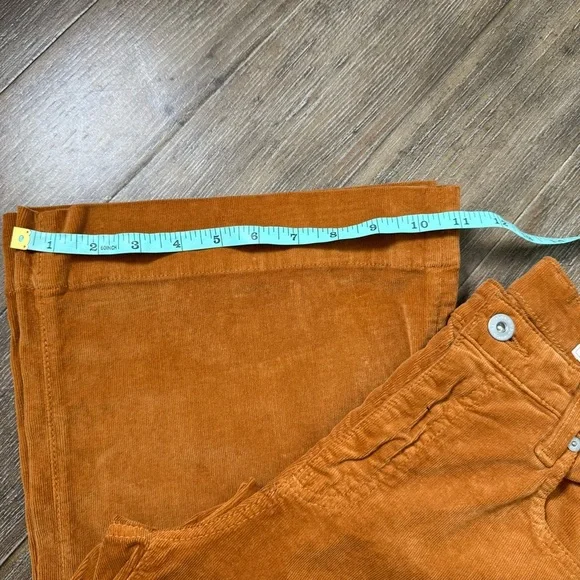 AG Adriano Saige Wide Leg Crop High Rise Corduroy Pant Gold Orange Apricot